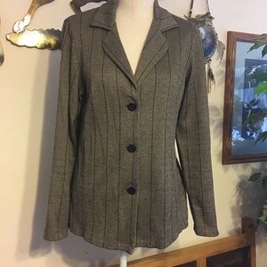 Ingredients tan/black pattern button front jacket